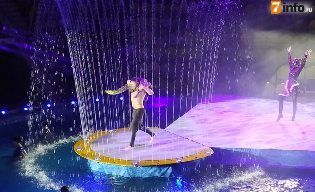 Рязанский цирк превратился озеро с фонтанами и потрясающей иллюминацией