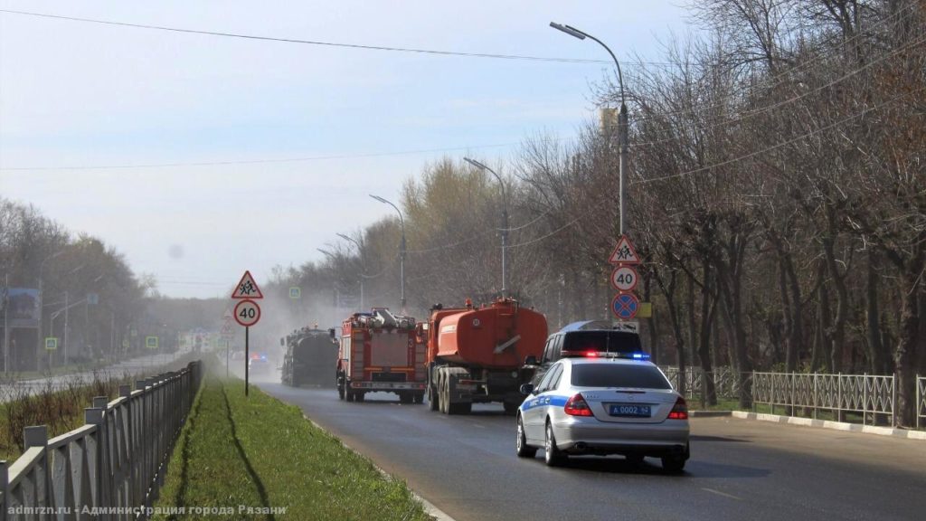 В Железнодорожном районе Рязани продезинфицировали дороги