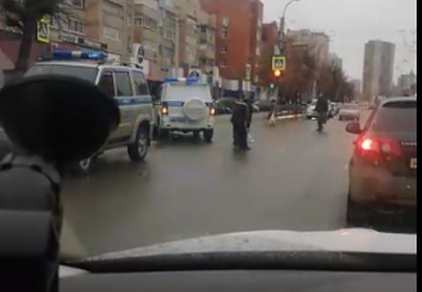 В центре Рязани попал в аварию полицейский автомобиль