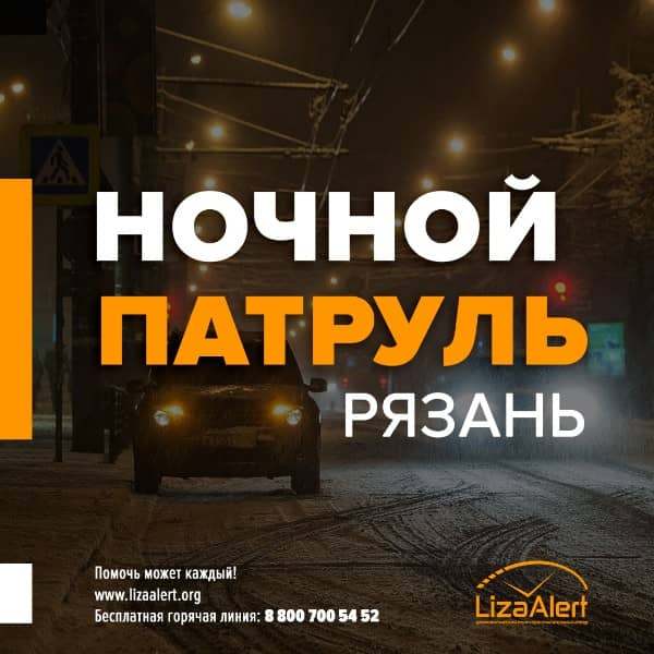 Волонтёры «ЛизаАлерт» объявили о ночном патрулировании улиц Рязани