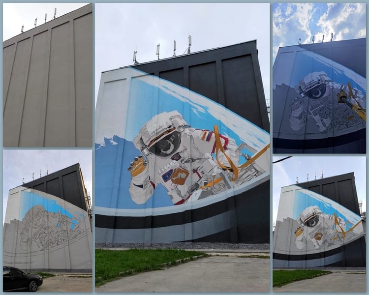 40 литров краски потребовалось для создания граффити космонавта в Рязани