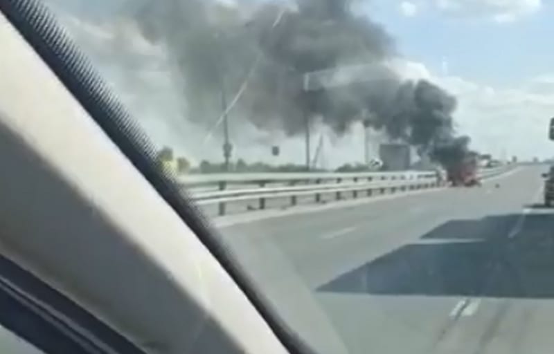 На Солотчинском шоссе Рязани загорелся мотоцикл