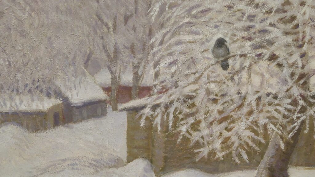 Сюжет картины «Морозный день» из Рязанского художественного музея созвучен пейзажу, который нарисовала сегодня зима