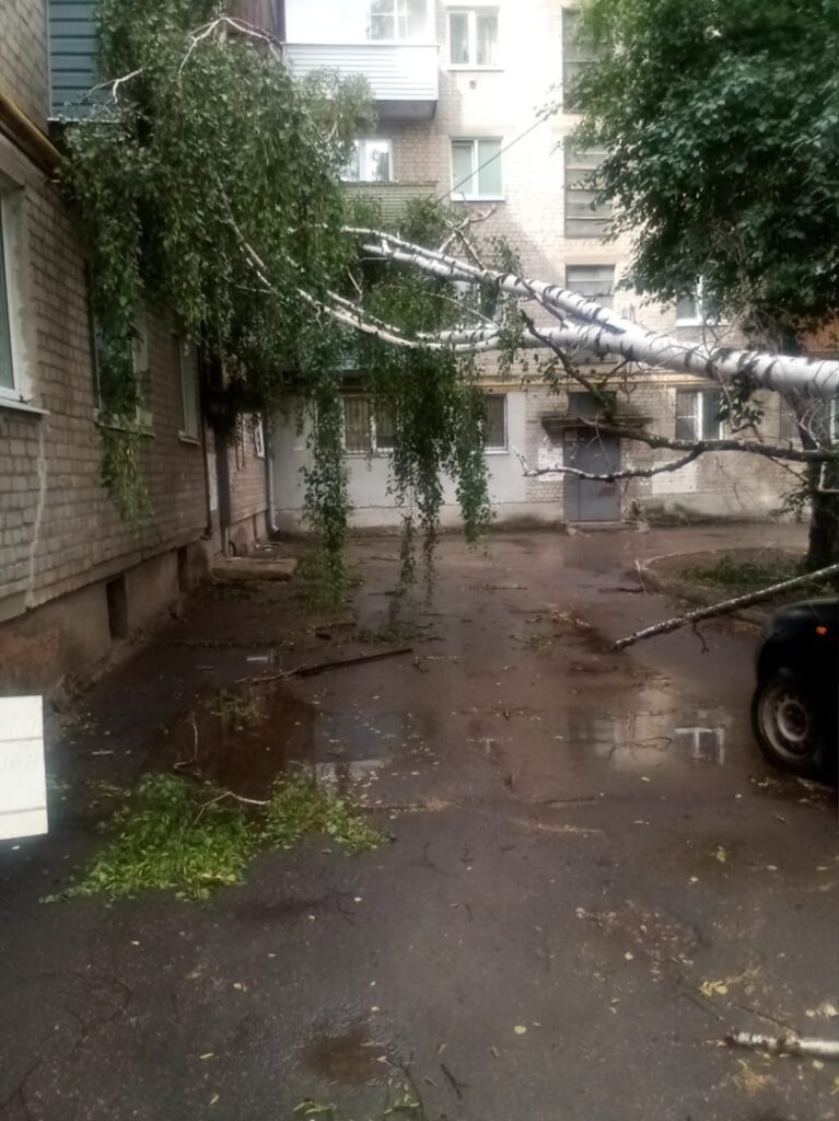В центре Рязани дерево упало на пятиэтажку и повисло на проводах В центре Рязани дерево упало на пятиэтажку и повисло на проводах Фотографии последствий непогоды разместила группа «Рязань».