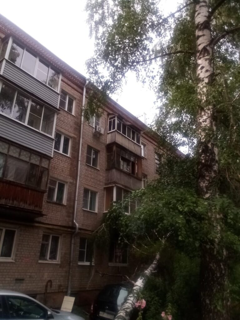 В центре Рязани дерево упало на пятиэтажку и повисло на проводах В центре Рязани дерево упало на пятиэтажку и повисло на проводах Фотографии последствий непогоды разместила группа «Рязань».