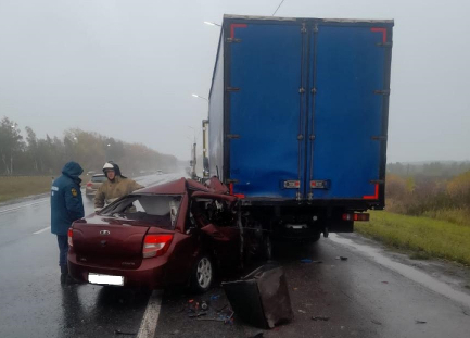 В Рязанской области пассажирка легковушки погибла в ДТП с грузовиком