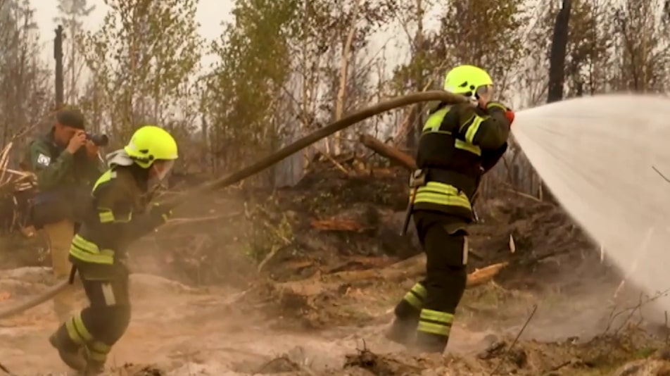 В соцсетях появился видеоролик о ходе тушения лесных пожаров в Рязанской области