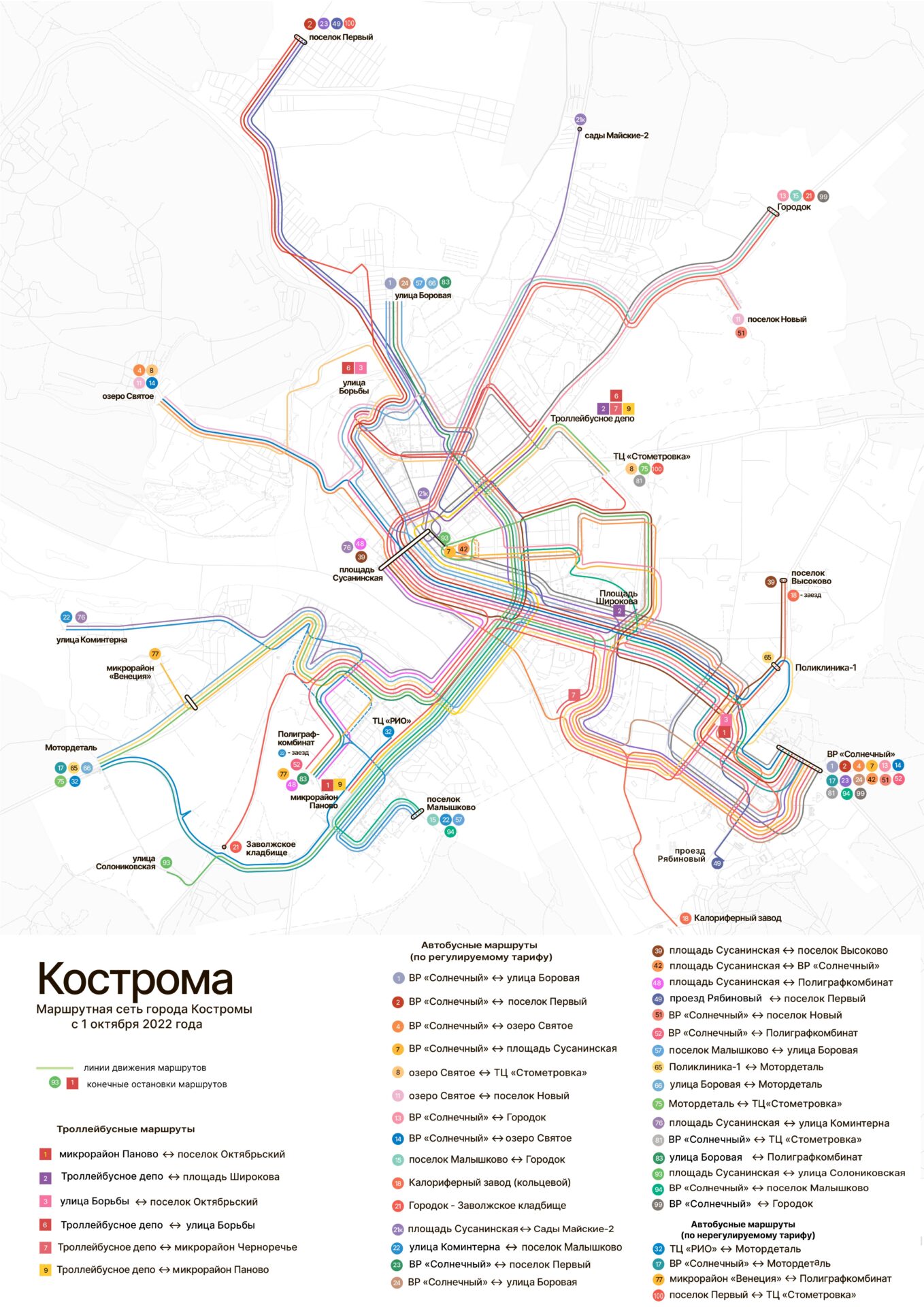 Схема движения общественного транспорта в костроме