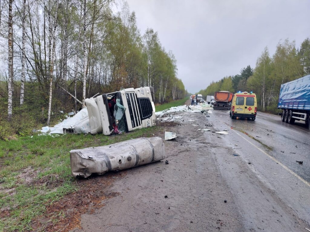 В Рязанской области столкнулись два грузовика, погиб водитель