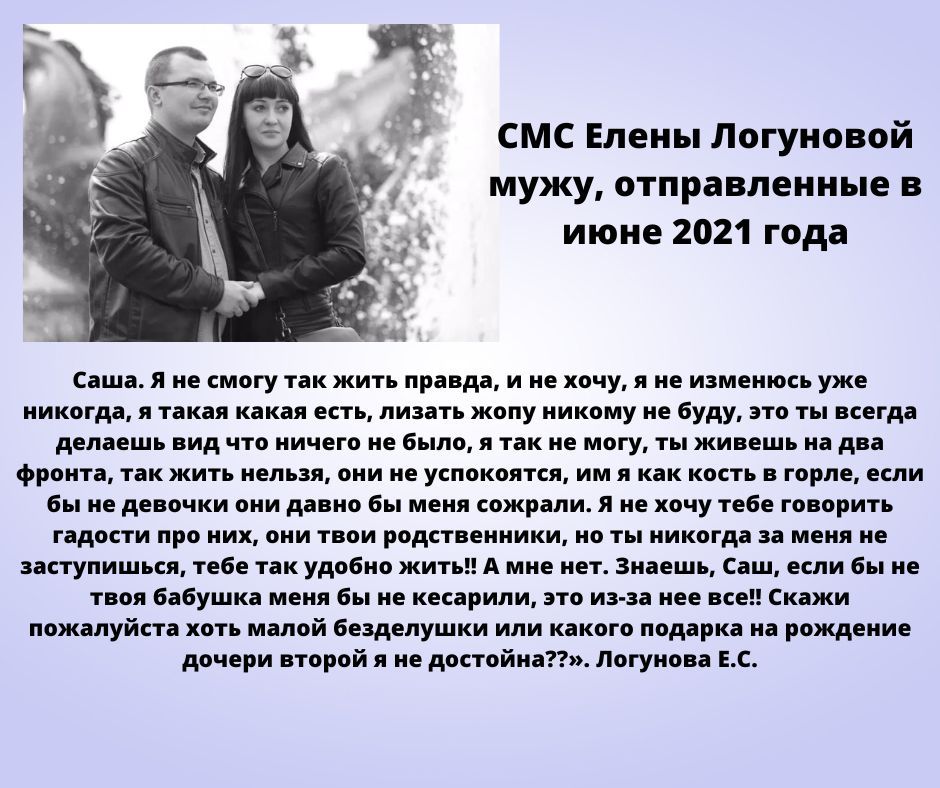 Опубликованы SMS-сообщения, которые Елена Логунова отправляла мужу Александру до убийства