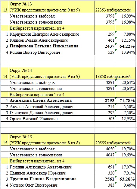 Стали известны результаты выборов в Рязанскую гордуму по одномандатным округам