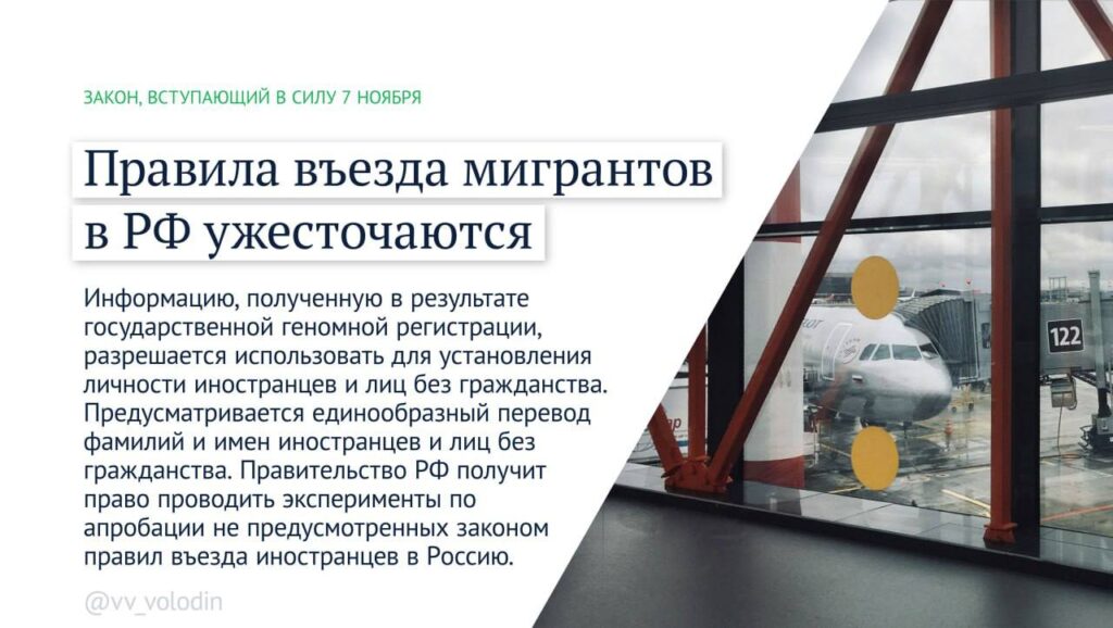 Вячеслав Володин рассказал о законах, вступающих в силу в ноябре