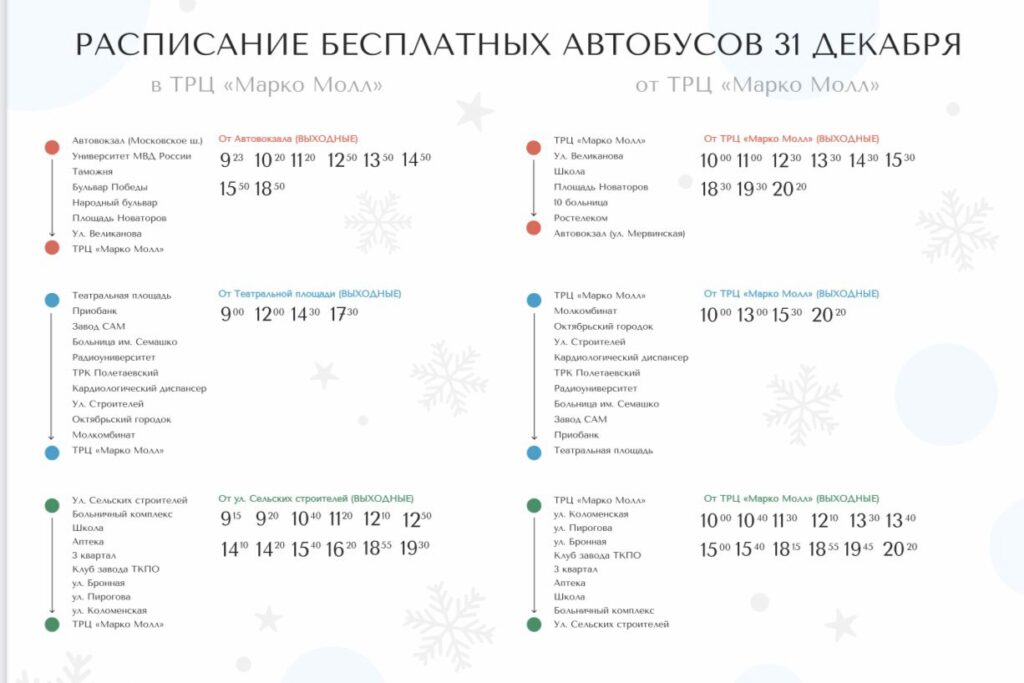 ТРЦ «Марко Молл» обнародовал график работы в новогодние праздники ТРЦ «Марко Молл» обнародовал график работы в новогодние праздники В новогодние дни скорректировано время работы торгового центра.