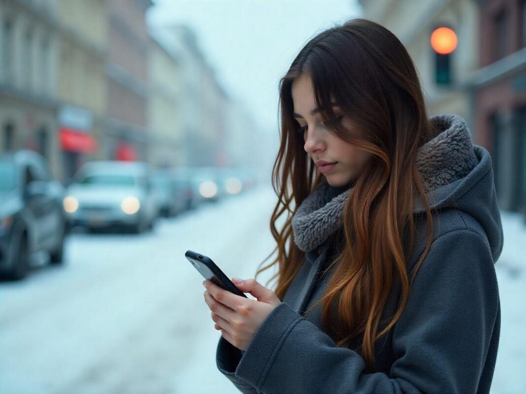 девушка со смартфоном