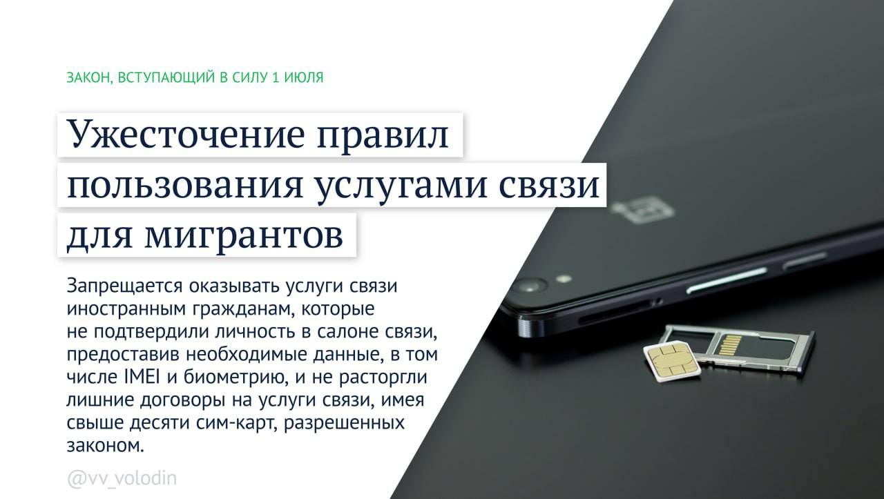 Володин рассказал, какие законы вступают в силу в июле 2025 года Среди инициатив — дополнительные меры по защите граждан от мошенников, усиление контроля за мигрантами и деятельностью иноагентов